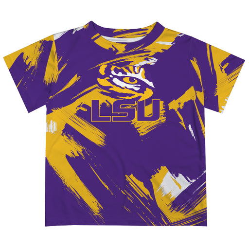 LSU Tigers Vive La Fete Boys Game Day Purple Short Sleeve Tee Paint Brush V2