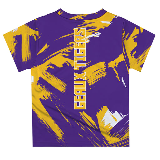 LSU Tigers Vive La Fete Boys Game Day Purple Short Sleeve Tee Paint Brush V2 - Vive La Fête - Online Apparel Store