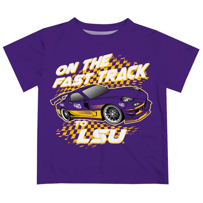 LSU Tigers Vive La Fete Fast Track Boys Game Day Purple Short Sleeve Tee