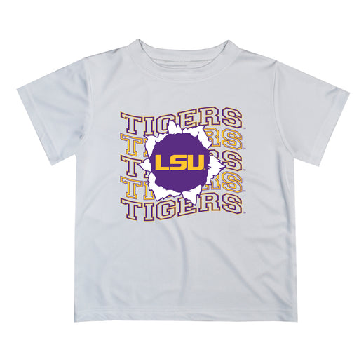 LSU Tigers Vive La Fete  White Art V1 Short Sleeve Tee Shirt