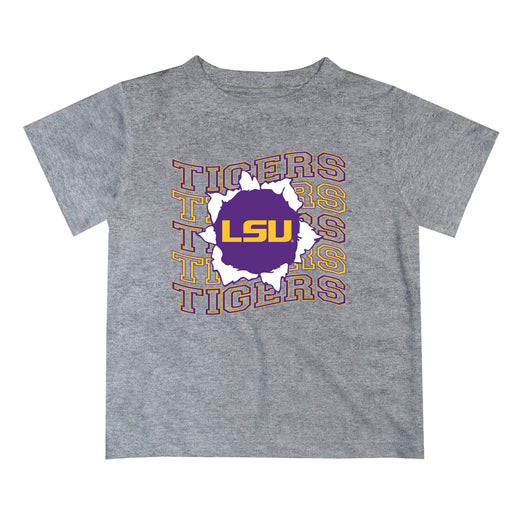 LSU Tigers Vive La Fete  Gray Art V1 Short Sleeve Tee Shirt