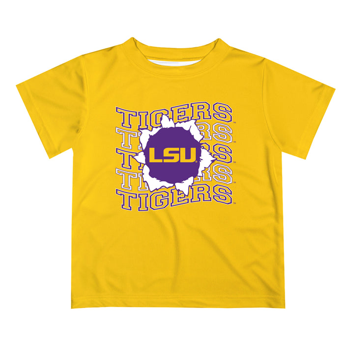LSU Tigers Vive La Fete  Gold Art V1 Short Sleeve Tee Shirt
