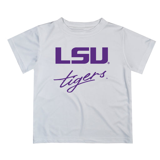 LSU Tigers Vive La Fete Script V1 White Short Sleeve Tee Shirt