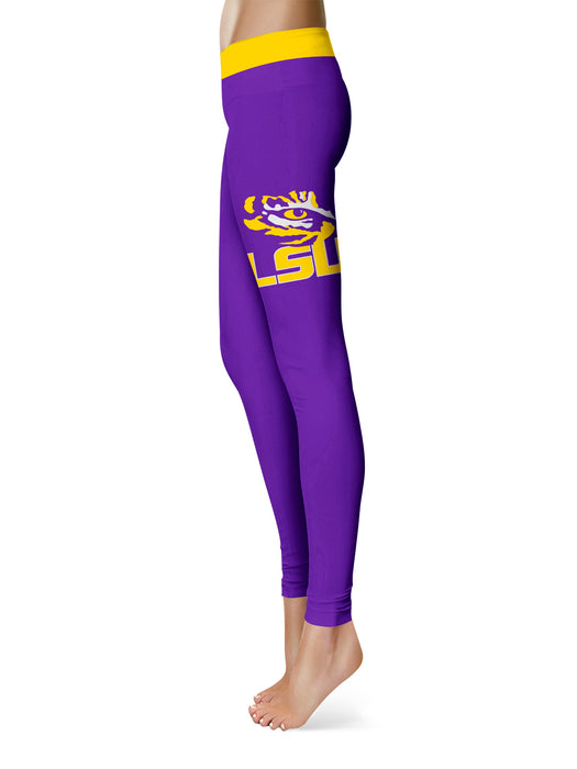 LSU Tigers Vive La Fete Game Day Collegiate Logo on Thigh Purple Women Yoga Leggings 2.5 Waist Tights" - Vive La Fête - Online Apparel Store
