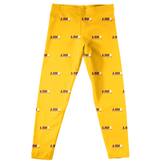 LSU Shreveport LSUS Pilots Vive La Fete Girls Game Day All Over Logo Elastic Waist Classic Play Gold Leggings Tights - Vive La Fête - Online Apparel Store