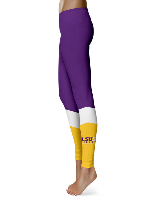 LSU Shreveport LSUS Pilots Vive La Fete Game Day Collegiate Ankle Color Block Women's Purple Gold Yoga Leggings - Vive La Fête - Online Apparel Store