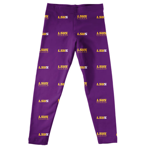 LSU Shreveport LSUS Pilots Vive La Fete Girls Game Day All Over Logo Elastic Waist Classic Play Purple Leggings Tights - Vive La Fête - Online Apparel Store