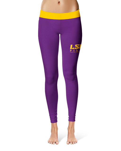 LSU Shreveport LSUS Pilots Vive La Fete Game Day Collegiate Logo on Thigh Purple Women Yoga Leggings 2.5 Waist Tights" - Vive La Fête - Online Apparel Store