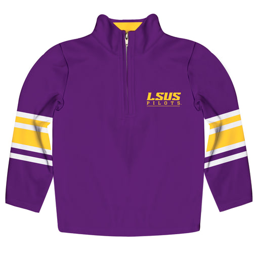 LSU Shreveport LSUS Pilots Vive La Fete Game Day Purple Quarter Zip Pullover Stripes on Sleeves - Vive La Fête - Online Apparel Store