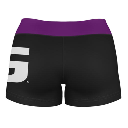 LSU Shreveport LSUS Pilots Vive La Fete Logo on Thigh & Waistband Black & Purple Women Booty Workout Shorts 3.75 Inseam" - Vive La Fête - Online Apparel Store