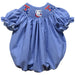 Louisiana Tech Bulldogs Smocked Blue Gingham Short Sleeve Girls Bubble
