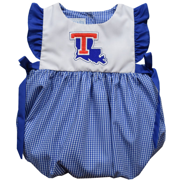 Louisiana Tech Bulldogs Embroidered Blue Gingham Girls Bubble