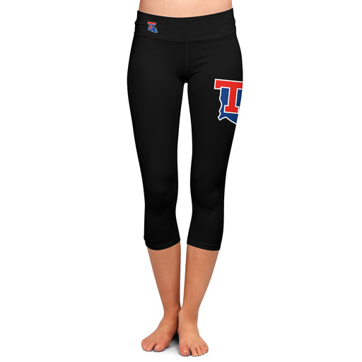 Louisiana Tech Bulldogs Vive La Fete Game Day Collegiate Large Logo on Thigh and Waist Youth Black Capri Leggings
