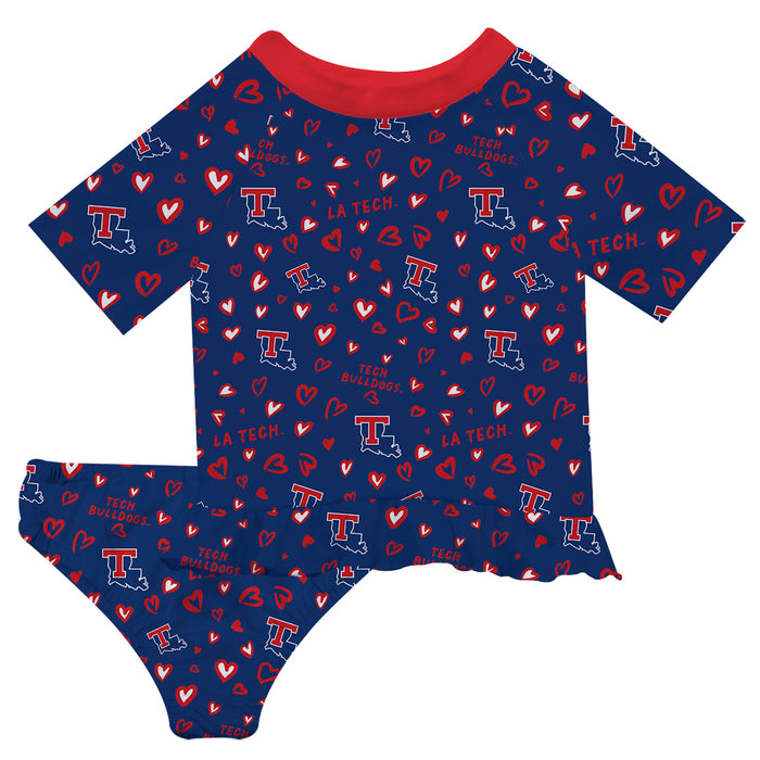 Louisiana Tech Bulldogs Vive La Fete All Over Logo Blue Long Sleeve Bikini Set