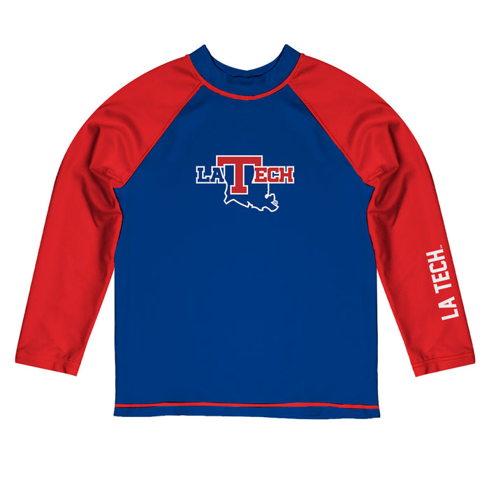 Louisiana Tech Bulldogs Vive La Fete Logo Blue Red Long Sleeve Raglan Rashguard