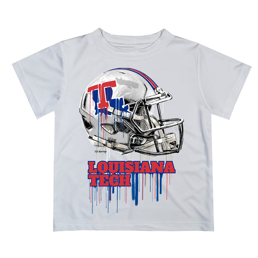 Louisiana Tech Bulldogs Original Dripping Football Helmet T-Shirt by Vive La Fete White / S