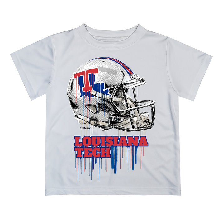 Louisiana Tech Bulldogs Original Dripping Football Helmet White T-Shirt by Vive La Fete