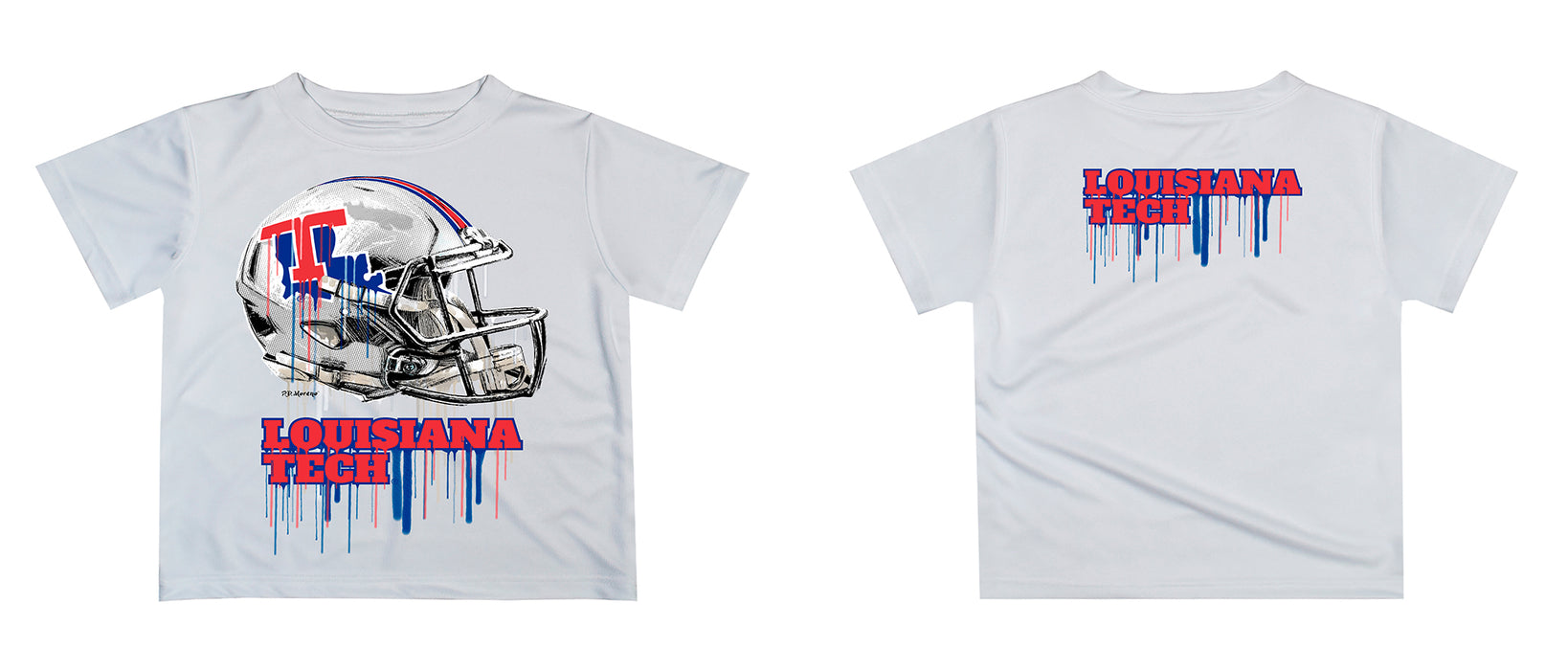 Louisiana Tech Bulldogs Original Dripping Football Helmet T-Shirt by Vive La Fete - Vive La Fête - Online Apparel Store