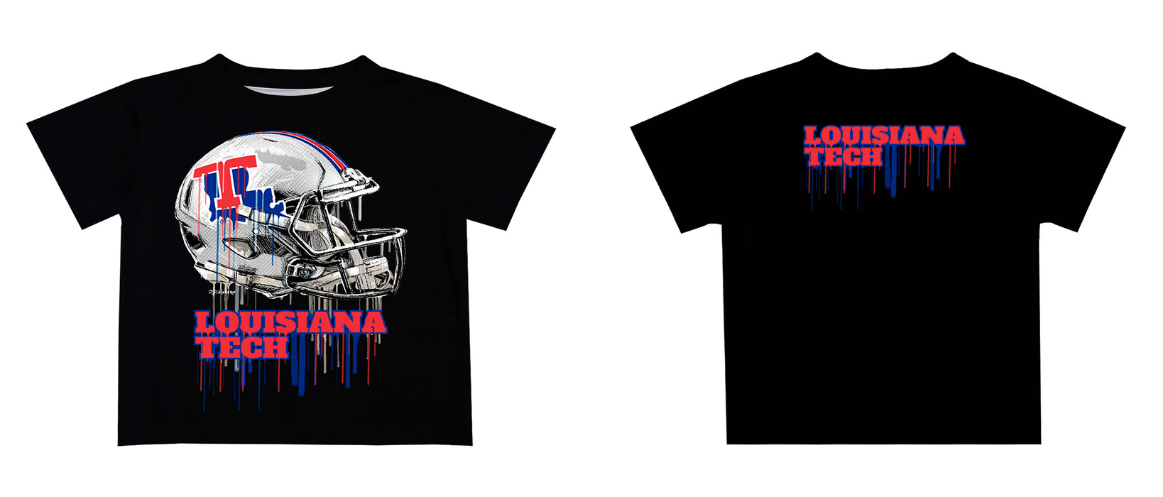 Louisiana Tech Bulldogs Original Dripping Football Helmet T-Shirt by Vive La Fete - Vive La Fête - Online Apparel Store