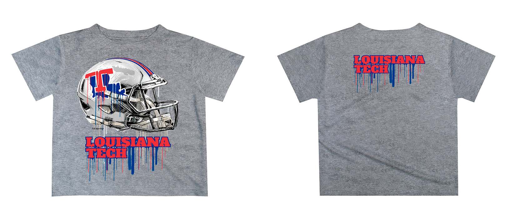 Louisiana Tech Bulldogs Original Dripping Football Helmet T-Shirt by Vive La Fete - Vive La Fête - Online Apparel Store