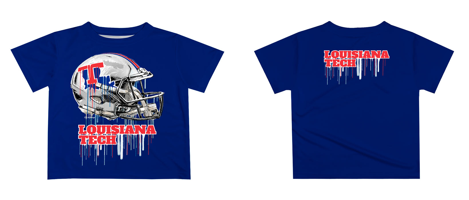Louisiana Tech Bulldogs Original Dripping Football Helmet T-Shirt by Vive La Fete - Vive La Fête - Online Apparel Store