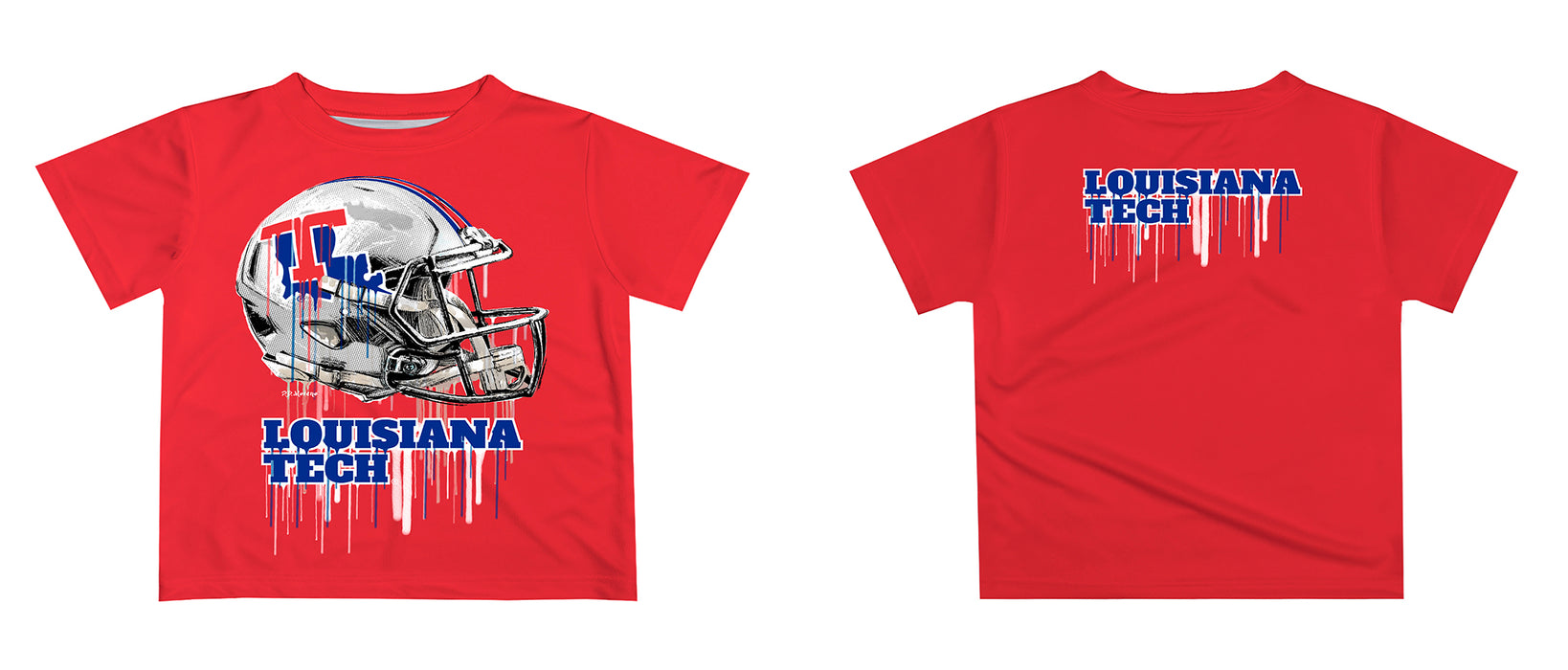 Louisiana Tech Bulldogs Original Dripping Football Helmet T-Shirt by Vive La Fete - Vive La Fête - Online Apparel Store