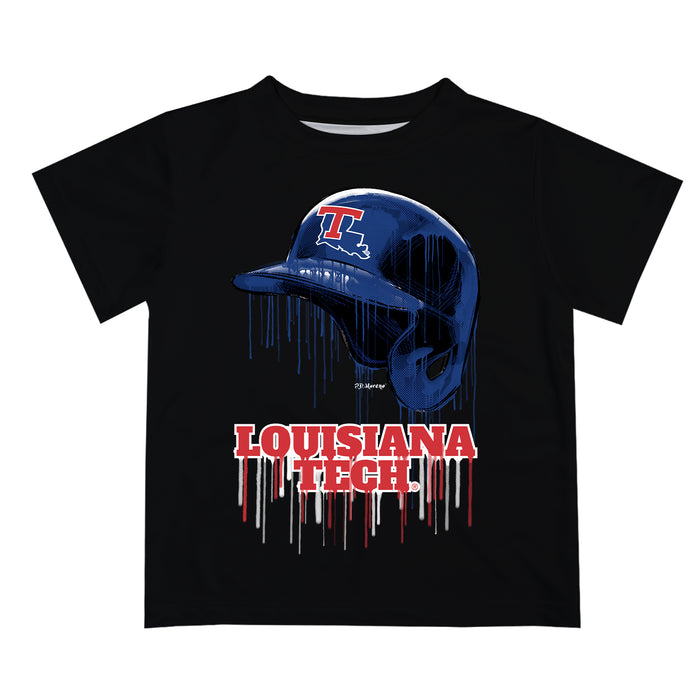 Louisiana Tech Bulldogs Original Dripping Baseball Hat Black T-Shirt by Vive La Fete