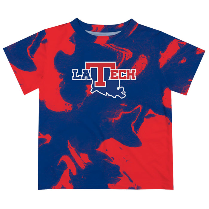 Louisiana Tech Bulldogs Vive La Fete Marble Boys Game Day Blue Short Sleeve Tee