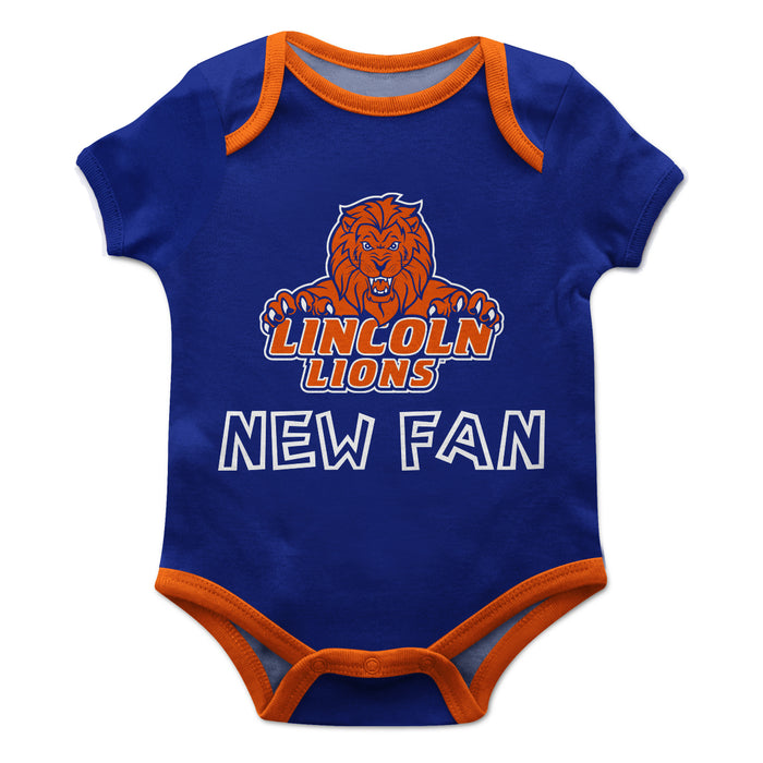 Lincoln Lions LU Vive La Fete Infant Game Day Blue Short Sleeve Onesie New Fan Logo and Mascot Bodysuit
