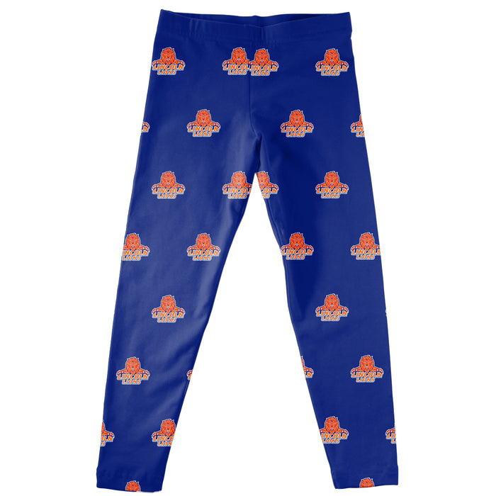 Lincoln University Lions LU Vive La Fete Girls Game Day All Over Logo Elastic Waist Classic Play Blue Leggings Tights