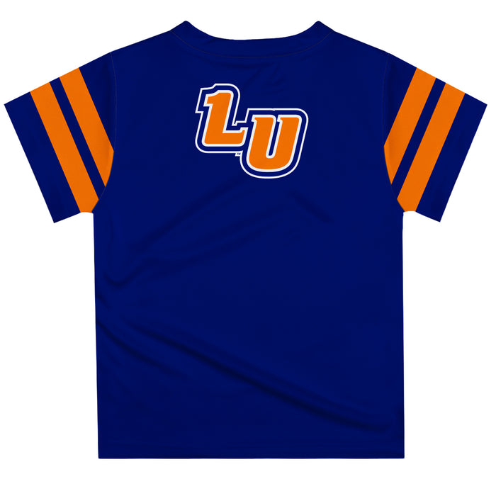 Lincoln Lions LU Vive La Fete Boys Game Day Blue Short Sleeve Tee with Stripes on Sleeves - Vive La Fête - Online Apparel Store