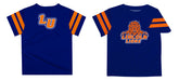 Lincoln Lions LU Vive La Fete Boys Game Day Blue Short Sleeve Tee with Stripes on Sleeves - Vive La Fête - Online Apparel Store