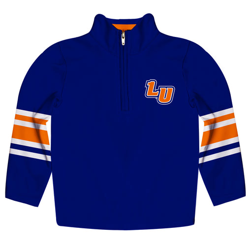 Lincoln University Lions LU Vive La Fete Game Day Blue Quarter Zip Pullover Stripes on Sleeves