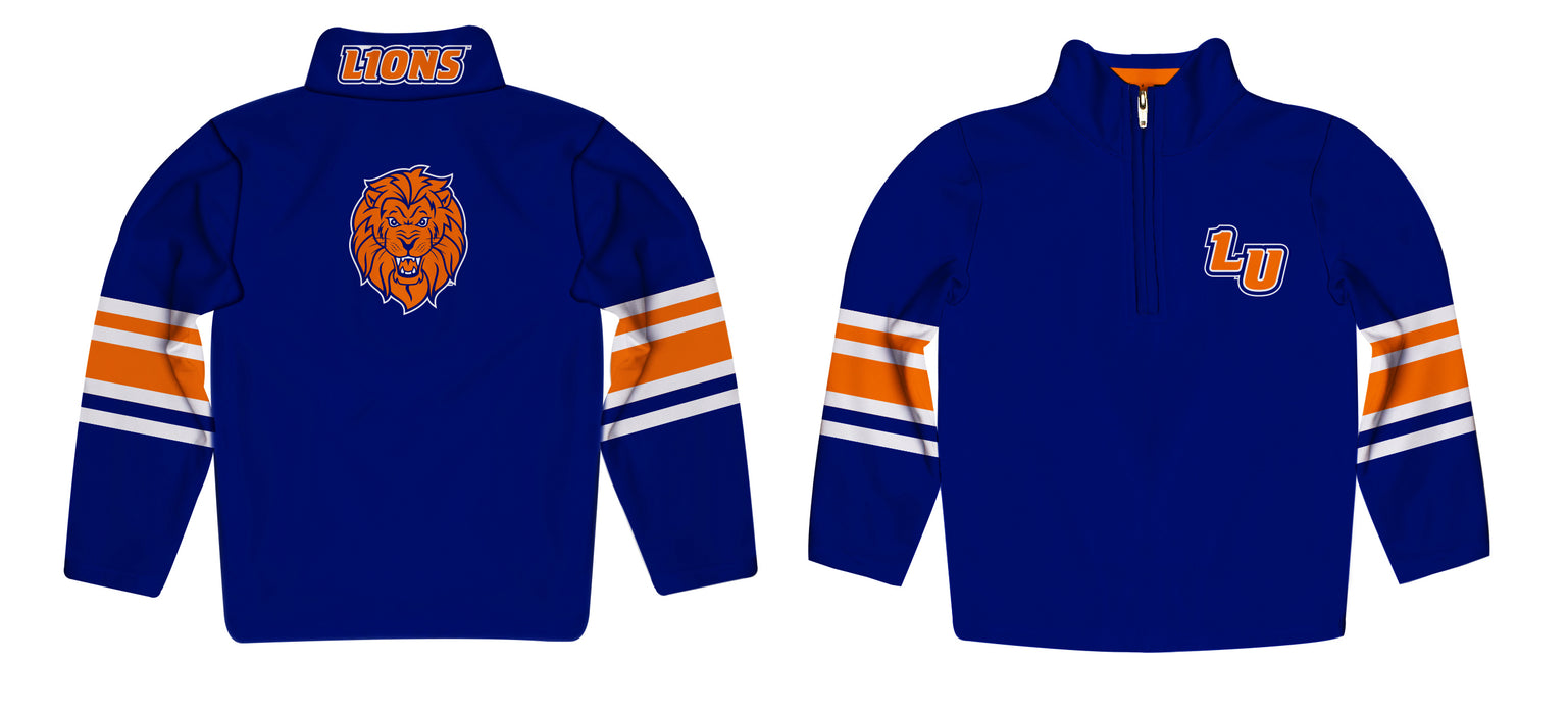 Lincoln University Lions LU Vive La Fete Game Day Blue Quarter Zip Pullover Stripes on Sleeves - Vive La Fête - Online Apparel Store