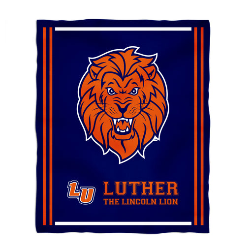 Lincoln University Lions LU Vive La Fete Kids Game Day Blue Plush Soft Minky Blanket 36 x 48 Mascot