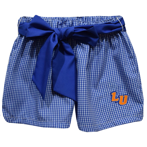 Lincoln University Lions LU Embroidered Royal Gingham Girls Short with Sash