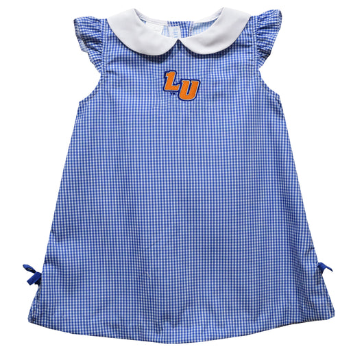 Lincoln University Lions LU Embroidered Royal Gingham A Line Dress