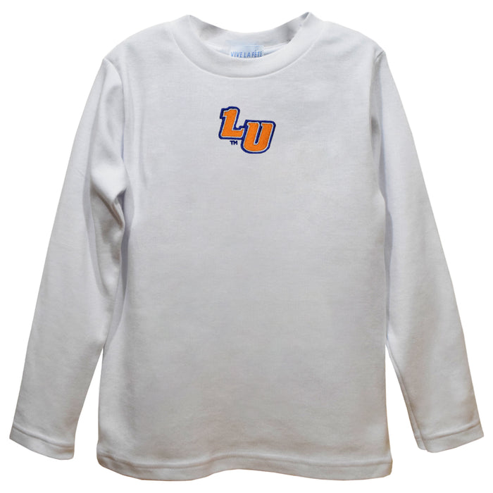 Lincoln University Lions LU Embroidered White Long Sleeve Boys Tee Shirt