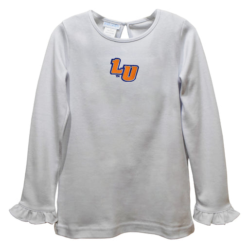 Lincoln University Lions LU Embroidered White Knit Long Sleeve Girls Blouse