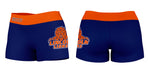Lincoln Lions Vive La Fete Logo on Thigh & Waistband Blue Orange Women Yoga Booty Workout Shorts 3.75 Inseam - Vive La Fête - Online Apparel Store