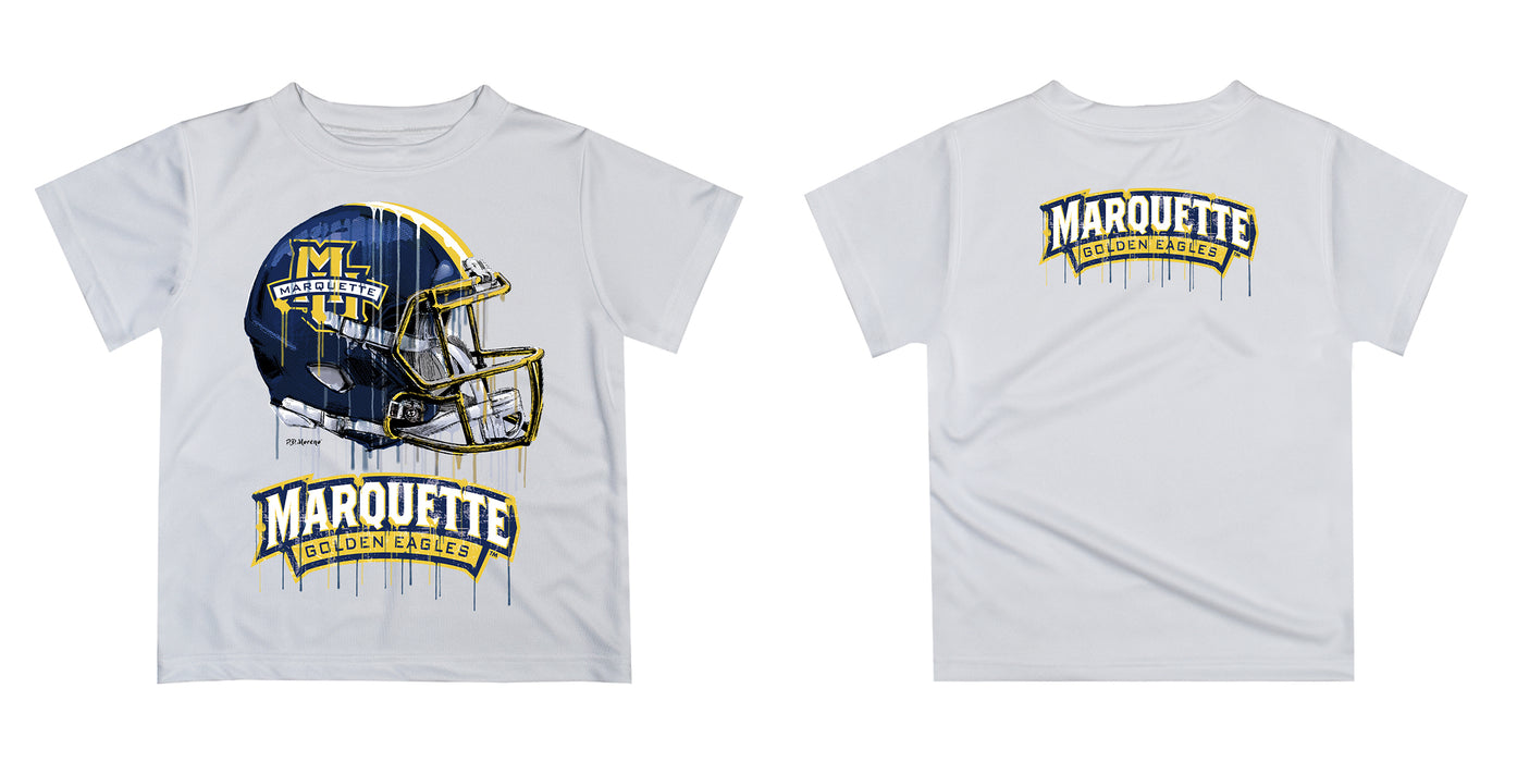 Marquette Golden Eagles Original Dripping Football Helmet White T-Shirt by Vive La Fete - Vive La Fête - Online Apparel Store