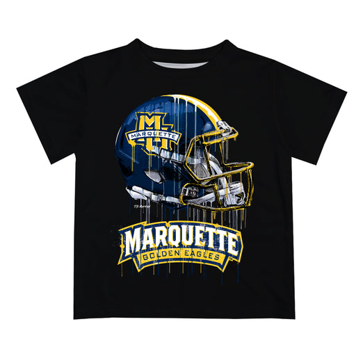 Marquette Golden Eagles Original Dripping Football Helmet Black T-Shirt by Vive La Fete