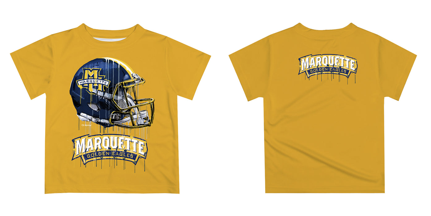 Marquette Golden Eagles Original Dripping Football Helmet Gold T-Shirt by Vive La Fete - Vive La Fête - Online Apparel Store