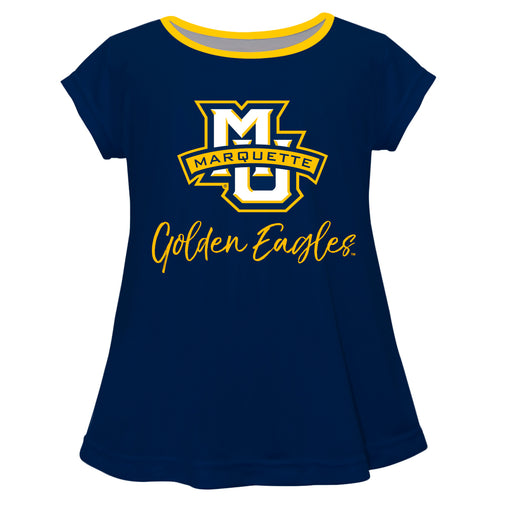 Marquette Golden Eagles Vive La Fete Girls Game Day Short Sleeve Navy Top with School Logo and Name - Vive La Fête - Online Apparel Store