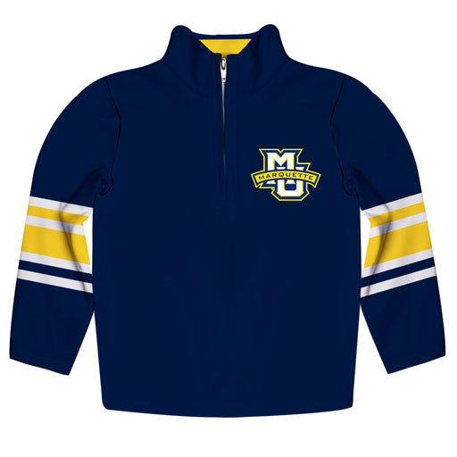 Marquette Golden Eagles Vive La Fete Game Day Navy Quarter Zip Pullover Stripes on Sleeves - Vive La Fête - Online Apparel Store