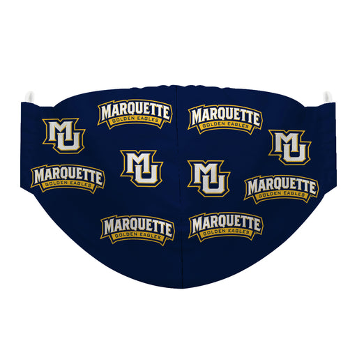 Marquette Golden Eagles Face Mask Navy All Over Logo - Vive La Fête - Online Apparel Store