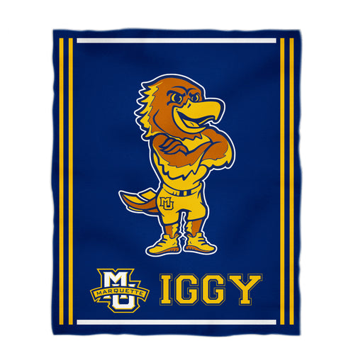 Marquette Golden Eagles Vive La Fete Kids Game Day Blue Plush Soft Minky Blanket 36 x 48 Mascot