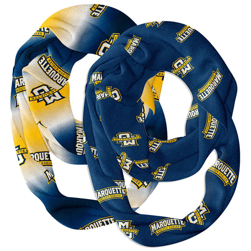 Marquette Golden Eagles Vive La Fete All Over Logo Collegiate Women Set of 2 Light Weight Ultra Soft Infinity Scarfs