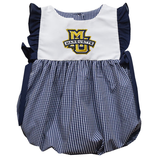 Marquette Golden Eagles Embroidered Navy Gingham Bubble