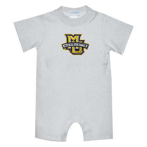 Marquette Golden Eagles Embroidered White Knit Short Sleeve Boys Romper